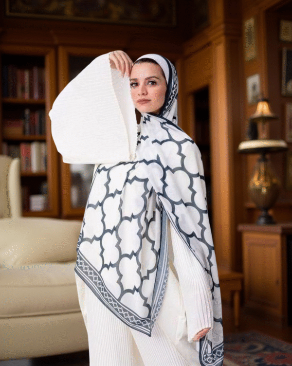 Andalusian Tile Print Silk Hijab – Luxe Heritage