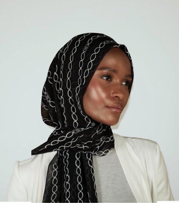 Black Chain Print Chiffon Hijab