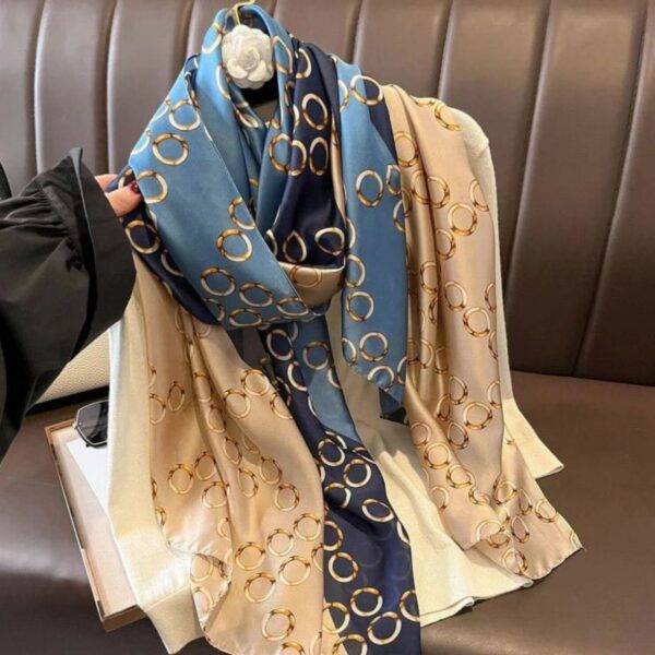 Opulence Orbit Satin Scarf – Luxe Chain-Link Elegance - Image 2