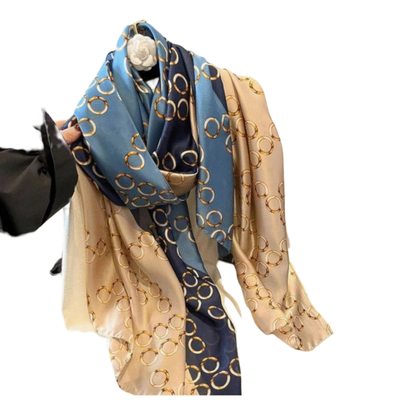 Opulence Orbit Satin Scarf – Luxe Chain-Link Elegance - Image 3