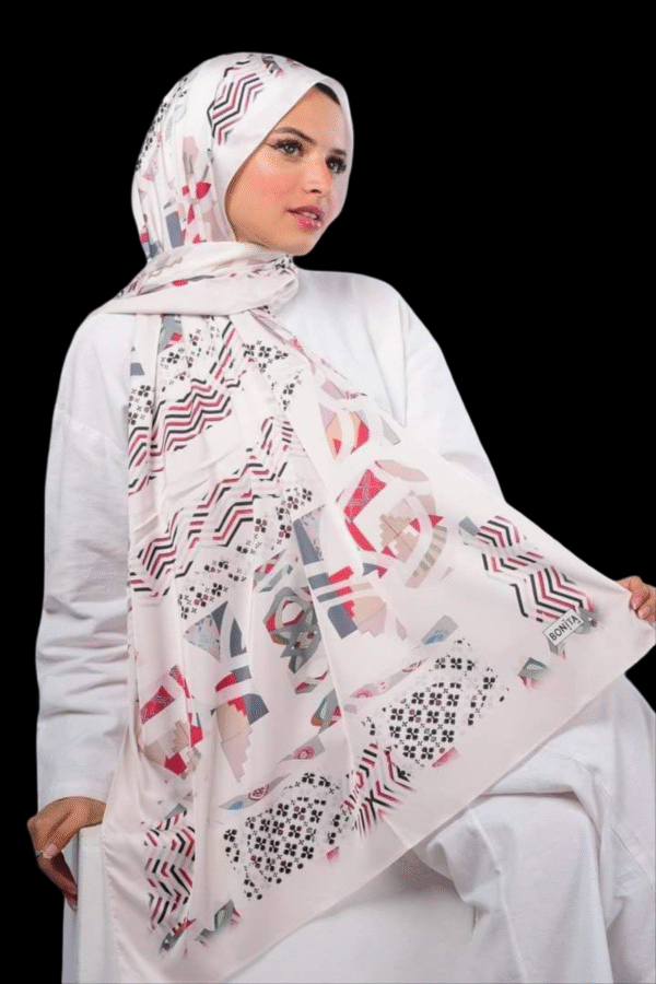 Urban Mosaic Printed Hijab – Abstract Art in Motion - Image 2