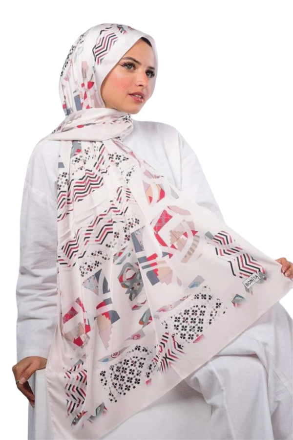 Urban Mosaic Printed Hijab – Abstract Art in Motion - Image 3