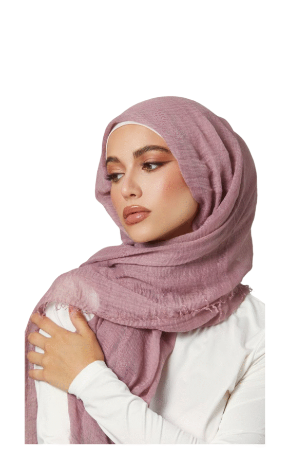 Dusty Rose Whisper Crinkle Cotton Hijab – Effortless Everyday Elegance - Image 3