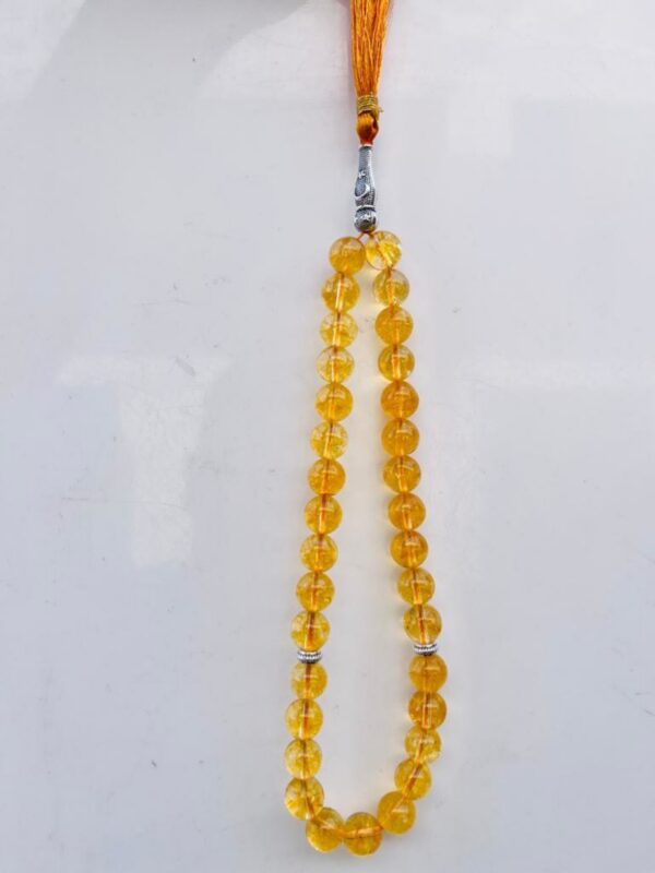 Radiant Citrine Islamic Prayer Beads (Misbah/Tasbih) – 99 Beads with Yellow Tassel - Image 4