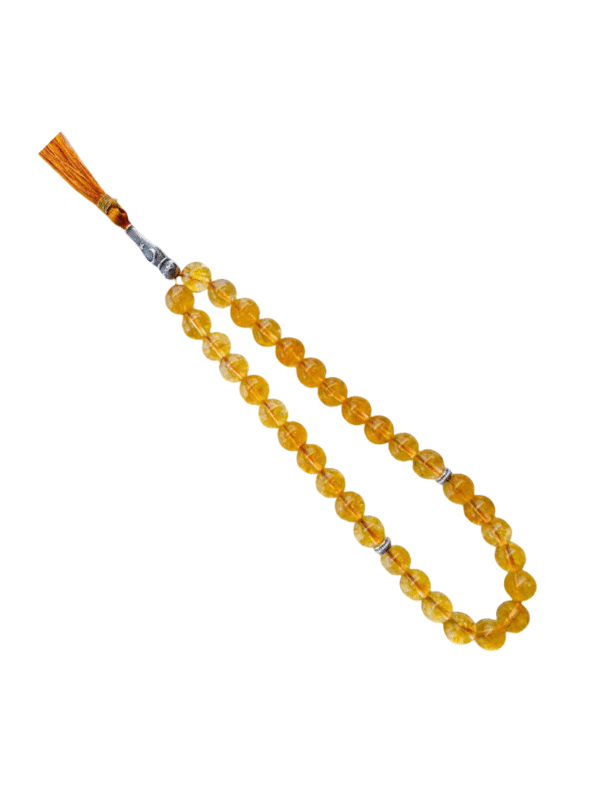 Radiant Citrine Islamic Prayer Beads (Misbah/Tasbih) – 99 Beads with Yellow Tassel - Image 3