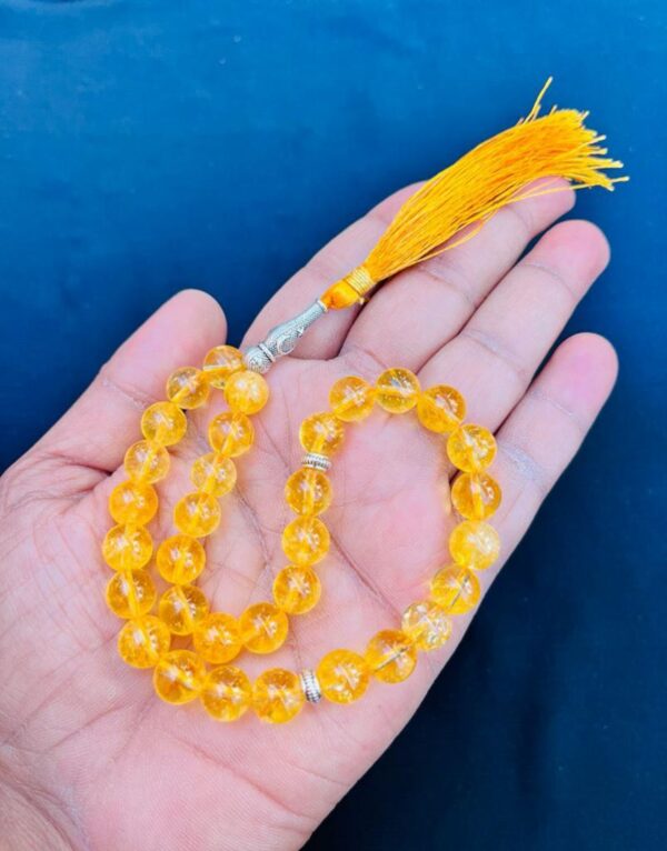 Radiant Citrine Islamic Prayer Beads (Misbah/Tasbih) – 99 Beads with Yellow Tassel
