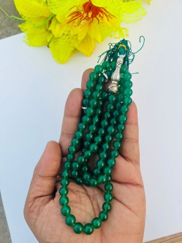 Emerald Green Aventurine Islamic Prayer Beads (Misbah/Tasbih) – 99 Beads with Green Tassel - Image 4