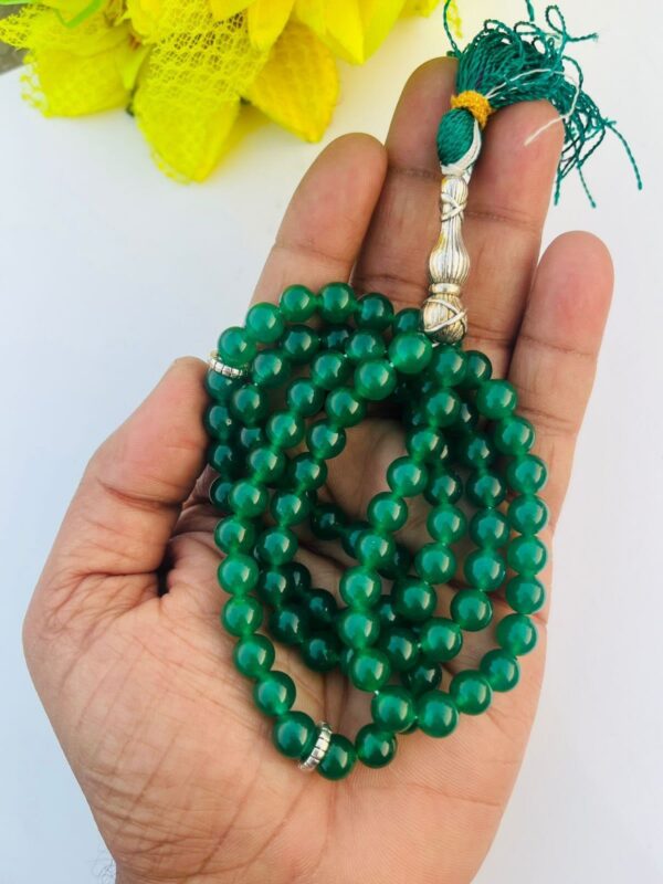 Emerald Green Aventurine Islamic Prayer Beads (Misbah/Tasbih) – 99 Beads with Green Tassel - Image 3