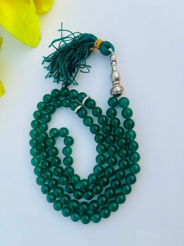 Emerald Green Aventurine Islamic Prayer Beads (Misbah/Tasbih) – 99 Beads with Green Tassel