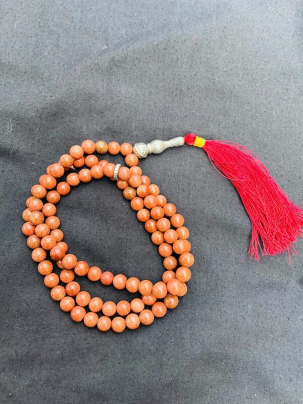 Golden Brown Sandstone Prayer Mala with Tassel – 108 Beads - Image 5