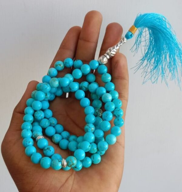 Turquoise Blue Howlite Islamic Prayer Beads (Tasbih/Misbah) – 99 Beads with Elegant Blue Tassel - Image 4