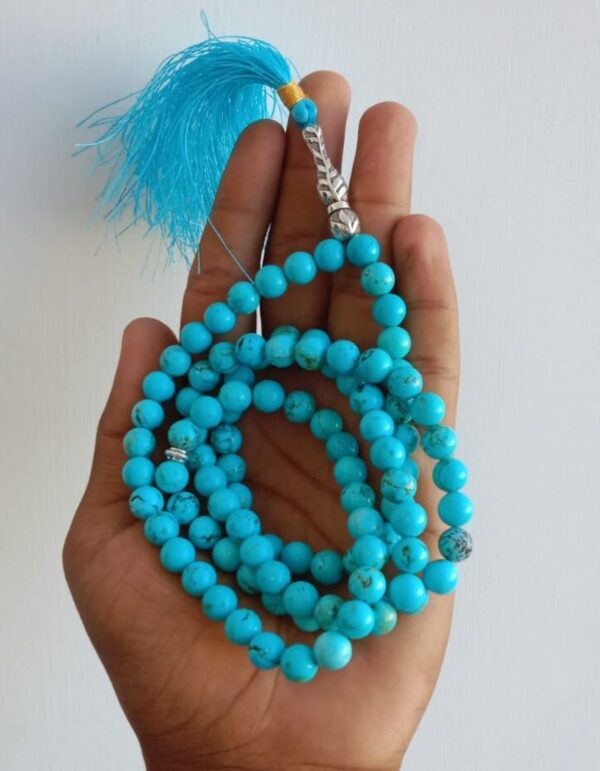 Turquoise Blue Howlite Islamic Prayer Beads (Tasbih/Misbah) – 99 Beads with Elegant Blue Tassel - Image 3