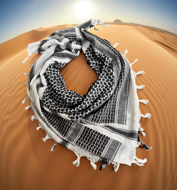 White & Black Keffiyeh – Heritage Woven Scarf