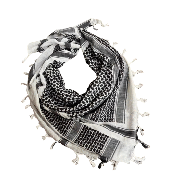 White & Black Keffiyeh – Heritage Woven Scarf - Image 4