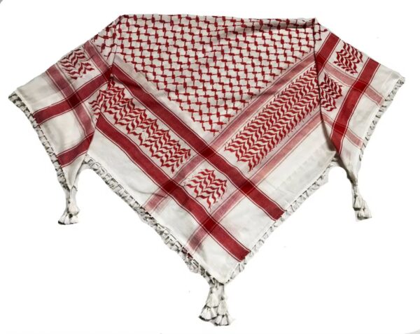 Traditional Palestinian Keffiyeh (Red & White Pattern) - Image 2