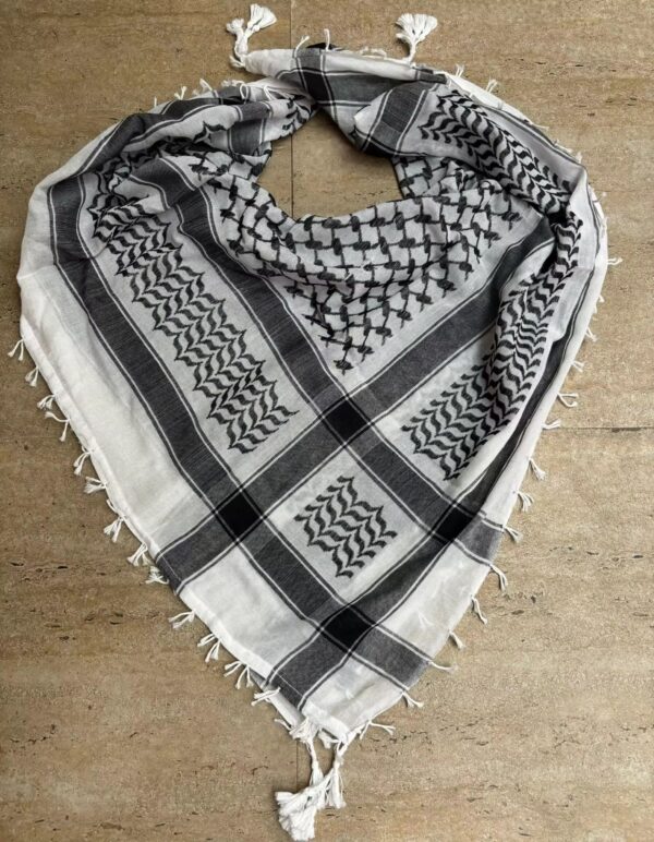 Classic White & Black Keffiyeh – Traditional Palestinian Scarf - Image 2