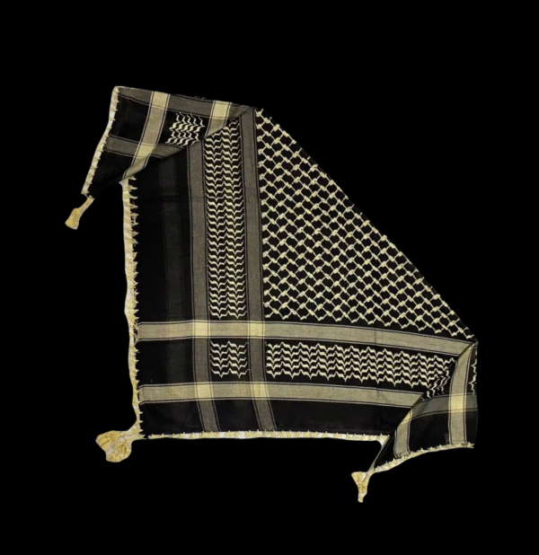 Heritage Keffiyeh – Black with Beige Embroidery - Image 3