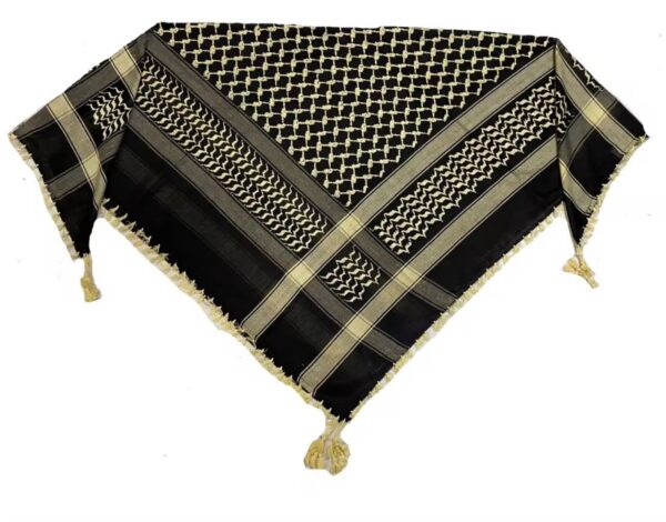 Heritage Keffiyeh – Black with Beige Embroidery - Image 4