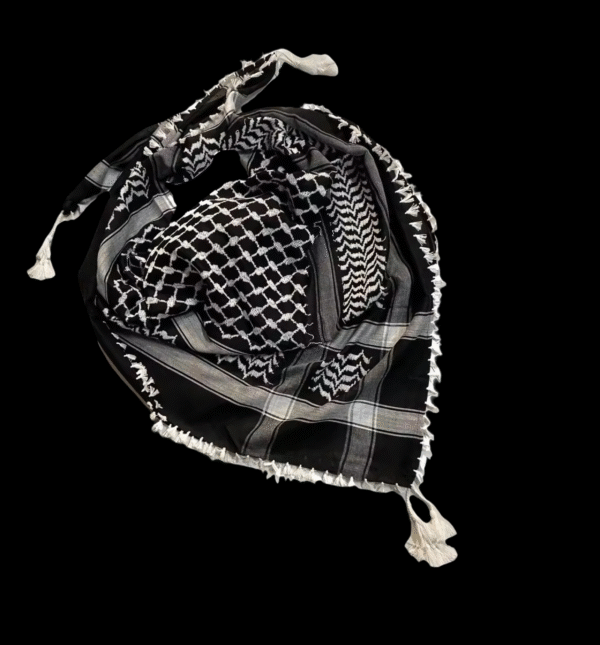 Traditional Palestinian Keffiyeh – Black & White (Classic Pattern) - Image 4