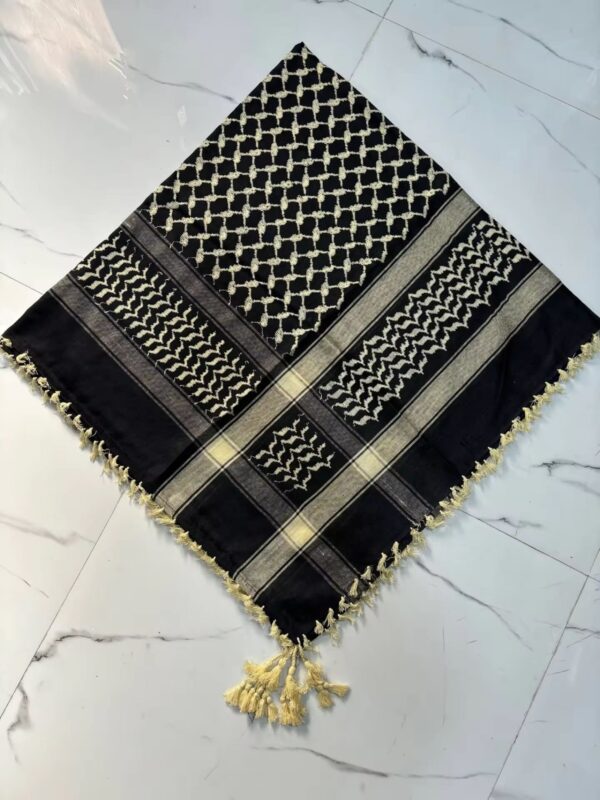 Heritage Keffiyeh – Black with Beige Embroidery - Image 2