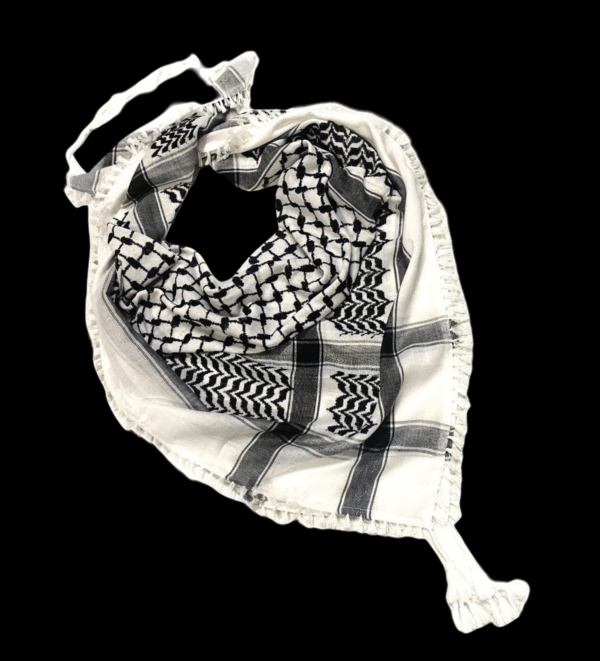 Classic White & Black Keffiyeh – Traditional Palestinian Scarf - Image 4