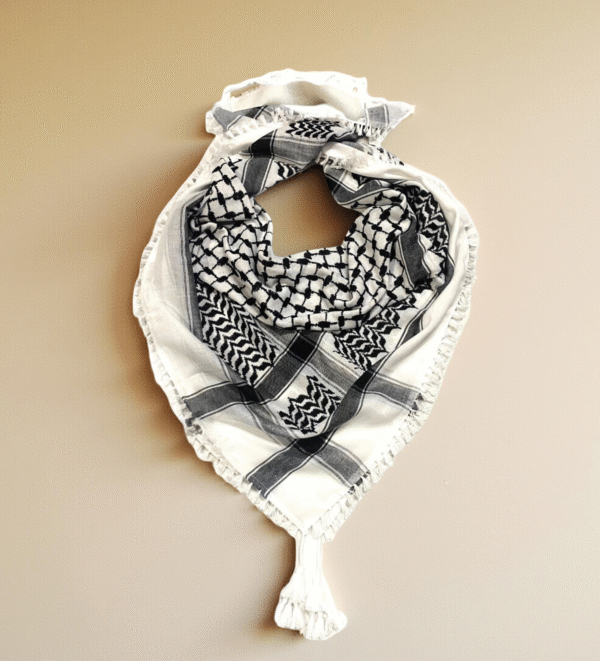 Classic White & Black Keffiyeh – Traditional Palestinian Scarf