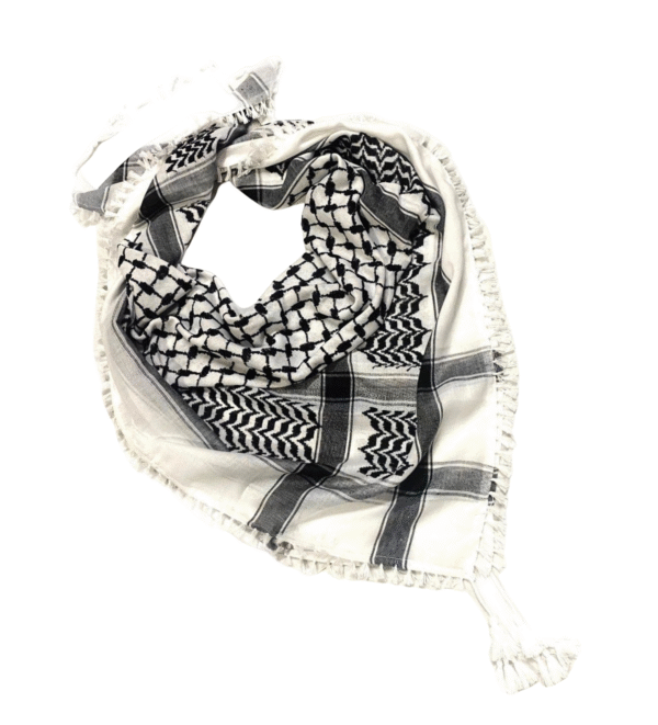 Classic White & Black Keffiyeh – Traditional Palestinian Scarf - Image 3