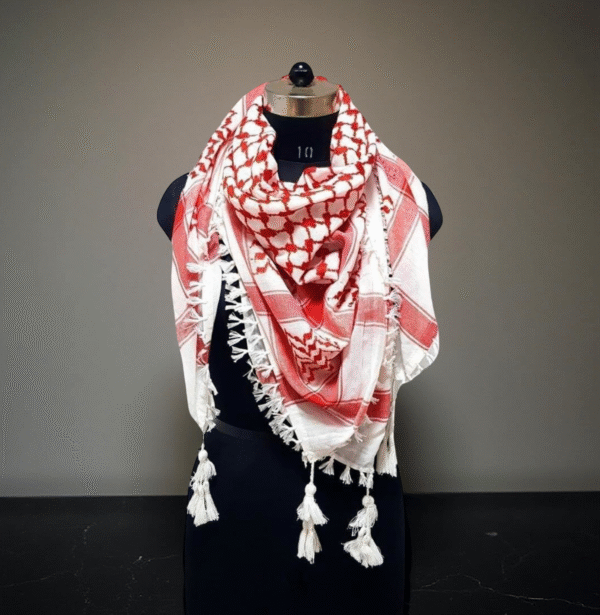 Traditional Palestinian Keffiyeh (Red & White Pattern)