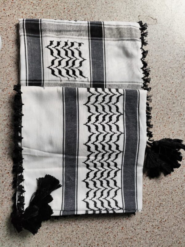 Traditional Palestinian Keffiyeh (Black & White Pattern) - Image 2