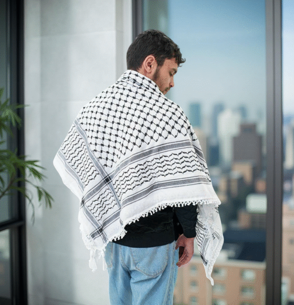 Traditional Palestinian Keffiyeh (Black & White Pattern)