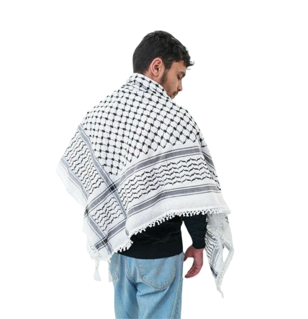 Traditional Palestinian Keffiyeh (Black & White Pattern) - Image 4