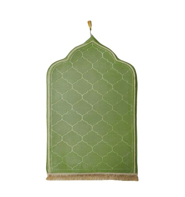 Turkish Velvet Janamaz – Olive Green - Image 2