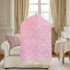 Premium Turkish Velvet Prayer Mat – Pink with Geometric Pattern