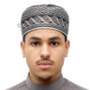 Regal Embroidered Black & White Kufi Cap