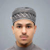 Regal Embroidered Black & White Kufi Cap
