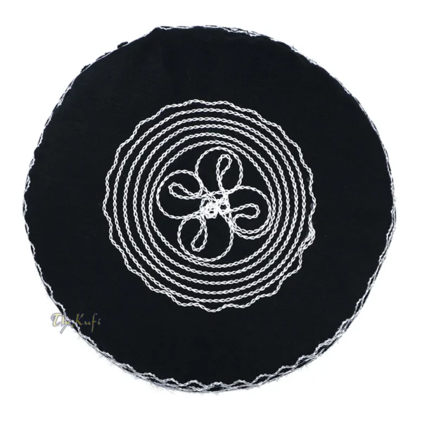 Regal Embroidered Black & White Kufi Cap - Image 3